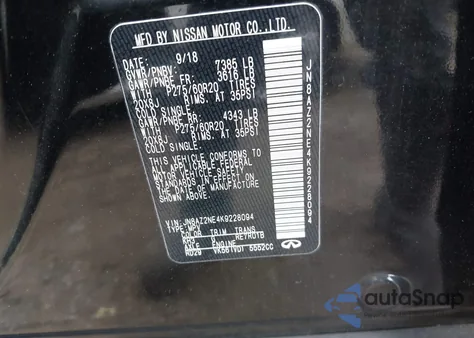 2019 Infiniti Qx80 Luxe from USA, damaged, VIN JN8AZ2NE4K9228094